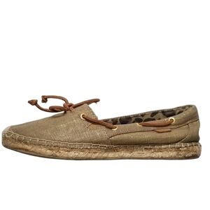 Sperry Top Sider Katama Metallic Gold Canvas Slip-on Espadrille Shoes Size 8